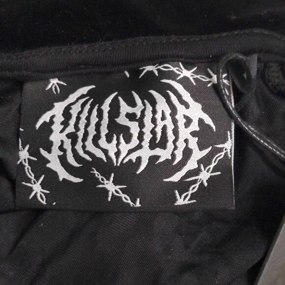 Killstar Womens Miss FurFur Fit & Flare Dress Black Skull Mini Velvet Goth L New - Picture 9 of 15